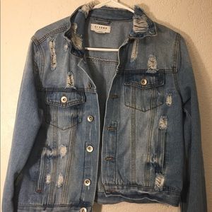 Distressed jean jacket